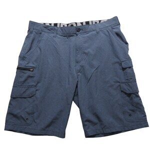 Iron Co Mens Cargo Shorts 40 x 10 Blue Camo Stretch Polyester Zipper‎ Pockets